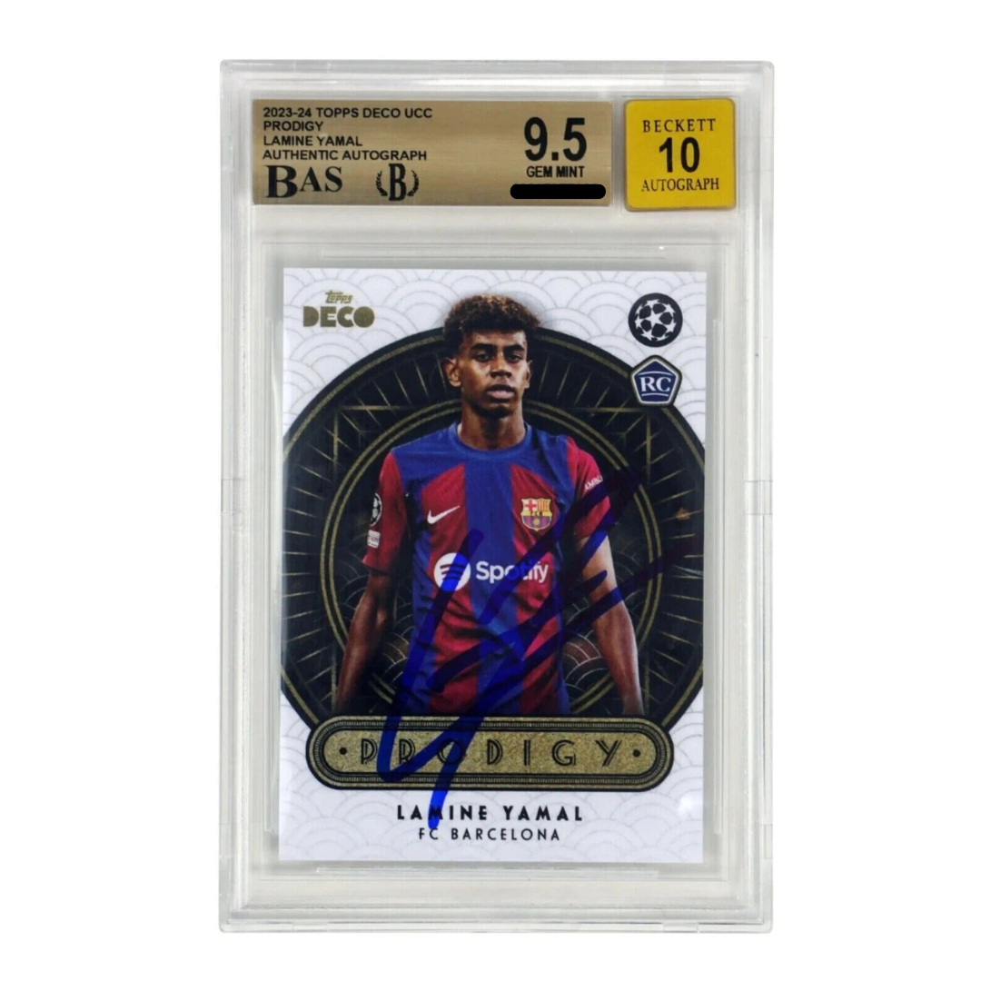 Lamine Yamal Signed 2023-24 Topps Deco UCC Prodigy Rookie – BGS 9.5 Autograph 10